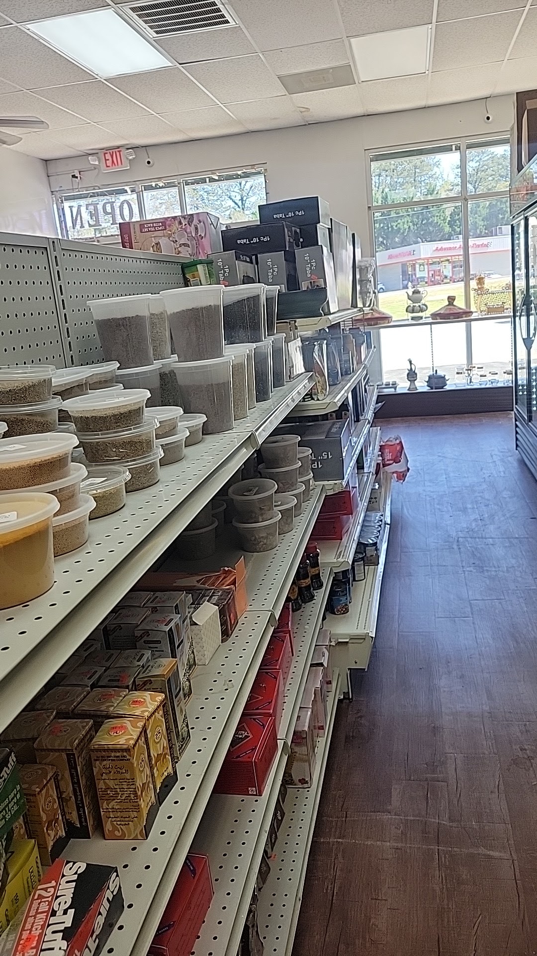 Bagged spices on the market shelves